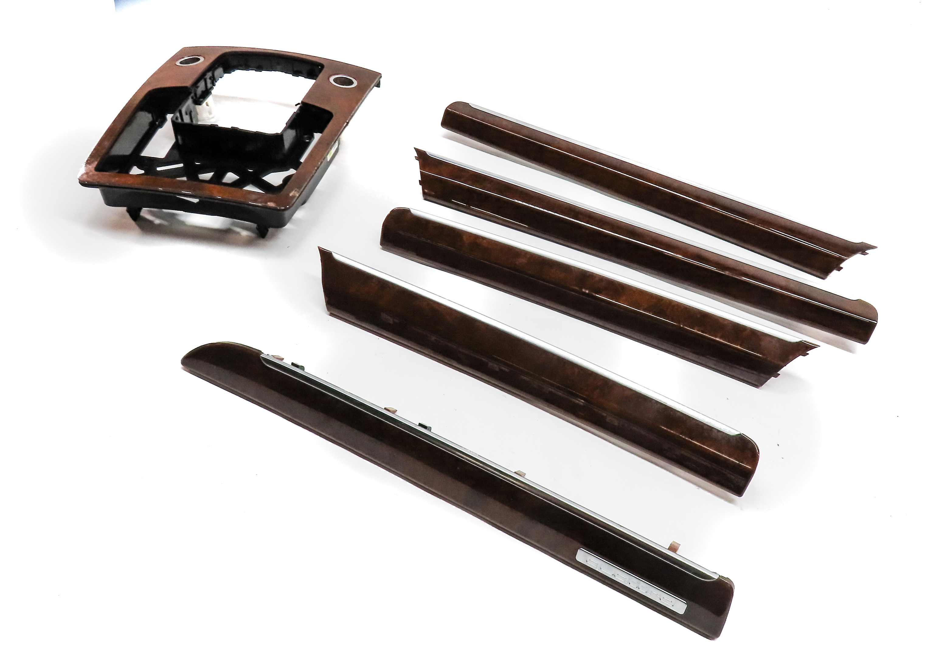 2013 AUDI Q7 (4L) INTERIOR CENTER CONSOLE DASH DOOR WOOD TRIM SET/6 (Walnut) — exact item pictured